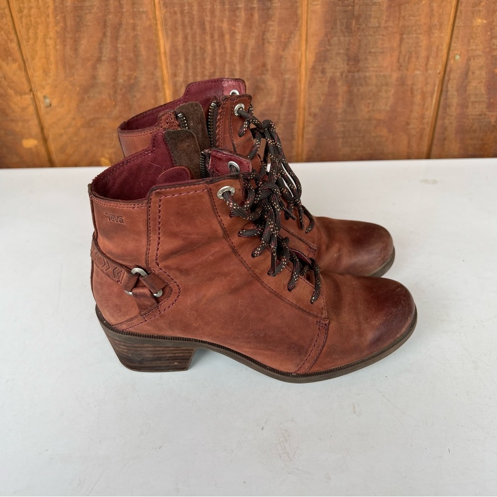 Teva Red Waterproof Foxy Lace Up Heeled Bootie